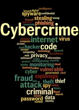 Cybercrime, word cloud concept Stock Illustration