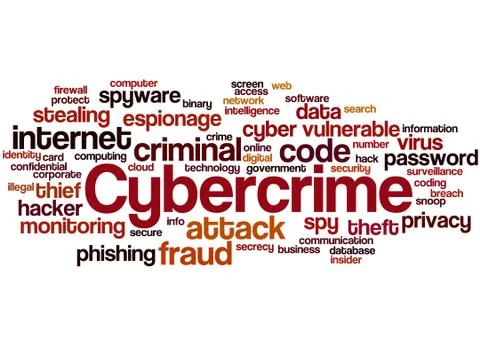 Cybercrime, word cloud concept Illustrazione stock