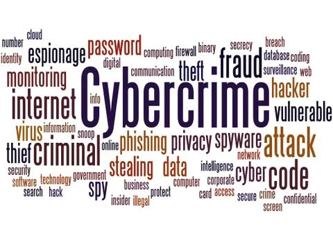 Cybercrime, word cloud concept Illustrazione stock
