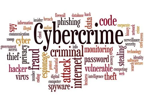 Cybercrime, word cloud concept Illustrazione stock