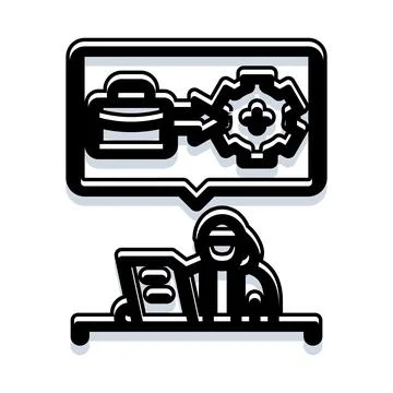 Cybercriminal creating malware for data theft concept Stock Illustration