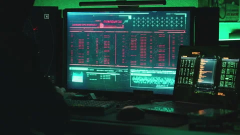 Cybercriminal executing a cyberattack to compromise sensitive database records Stock-Footage 336396994
