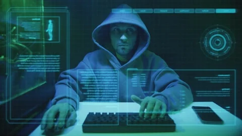 Cybercriminal hacker typing on keyboard Vídeos de archivo 204103514