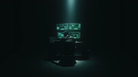 Cybercriminal hacking data on computer Stock Footage 170226872