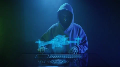 A cybercriminal hacks a drone Video stock 312523280
