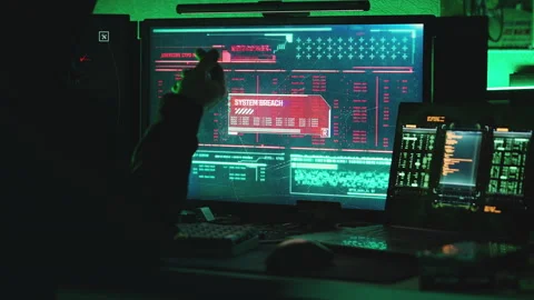 Cybercriminal launching a malware attack to gain unauthorized database access 스톡 동영상 336396848