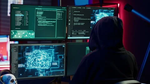 Cybercriminal using AI machine learning to develop zero day exploit Stock Footage 275864254