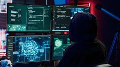 Cybercriminal using AI machine learning to develop zero day exploit Stock Photos
