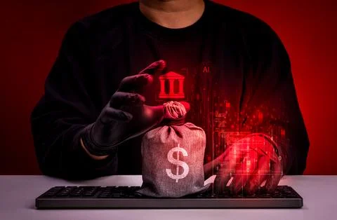 Cybercriminal using AI technology to target digital banking systems and fin.. Stock Photos