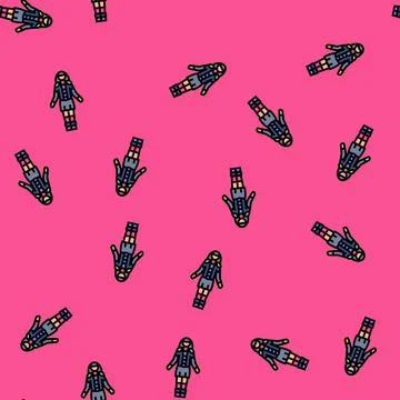 Cybergoth rave retro vector seamless pattern Illustrazione stock