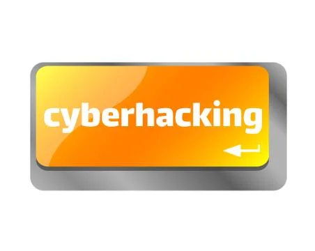 Cyberhacking . Close up of keyboard, enter computer key. Stock Illustration