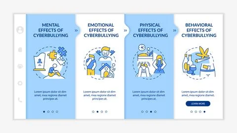 Cyberharassment consequences onboarding vector template Stock Illustration