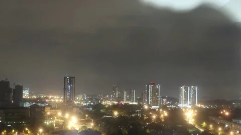 Cyberjaya Cloudy Night Timelapse Stockbeeldmateriaal 79695763