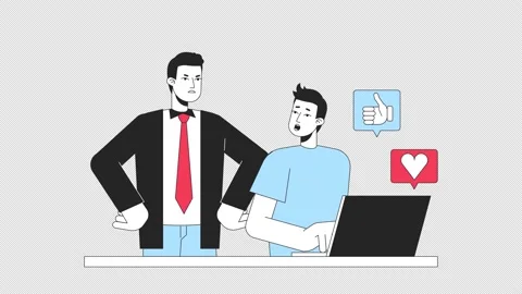 Cyberloafing in workplace animation Stock Footage 238004481