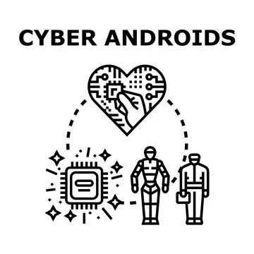 Cybernetic androids development integrating human emotions technology イラスト素材