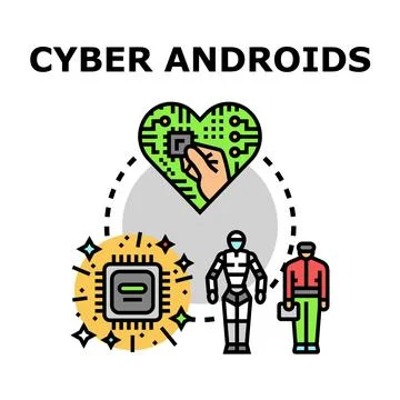 Cybernetic androids development integrating human emotions technology Stockillustratie