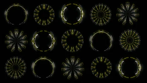 Cybernetic artificial intelligence circle gate pattern techno video VJ Loop Stock Footage 144949325