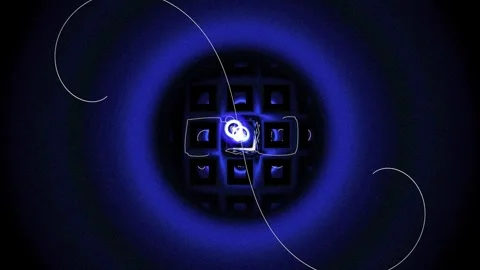 Cybernetic Blue Sphere Orbiting Energy Core Motion Loop Vidéo 346130471