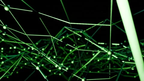 Cybernetic connected plexus structure green landscape Stock Footage 284854568