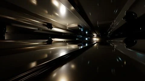 Cybernetic Corridor of Alien Station Stock Illustration