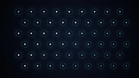 Cybernetic Data Grid Animation with Glowing Blue Hexagons and Pulsating Dig.. Stock Footage 345775292