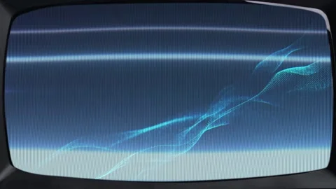 Cybernetic Data Waves Flowing Across Vintage CRT Display Stock Footage 336191270