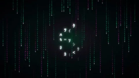 Cybernetic Digital Code Rain Animation Stock-Footage 348191177