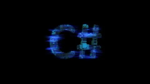 Cybernetic electrical light shining text C# in glitch style Stock Illustration
