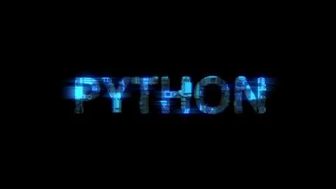 Cybernetic electrical light shining text PYTHON in glitch style Stock Illustration