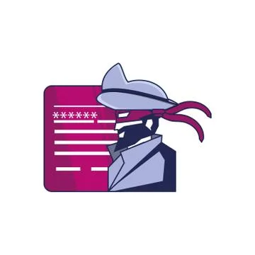 Cybernetic pirate and document with password Stock Illustration