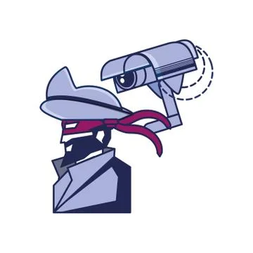 Cybernetic pirate with cctv camera Stock Illustration