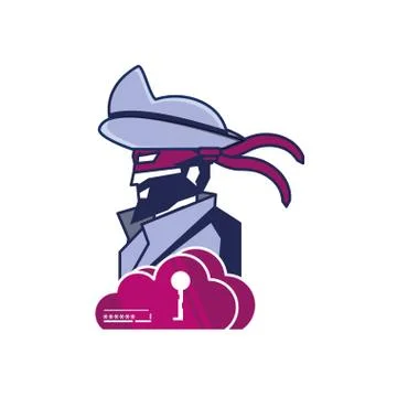 Cybernetic pirate with cloud computing Illustrazione stock