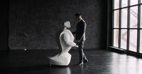 Cybernetic system today. Modern Robotic Technologies. Humanoid autonomous robot Stock Footage 80417207