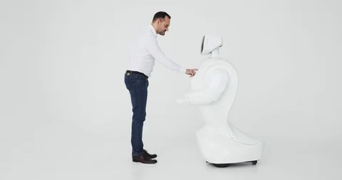 Cybernetic system today. Modern Robotic Technologies. Humanoid autonomous robot Stock Footage 97967405