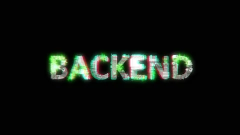 Cybernetic text BACKEND with chromatic aberrance and glitch effects, isolated Stock Footage 229631087