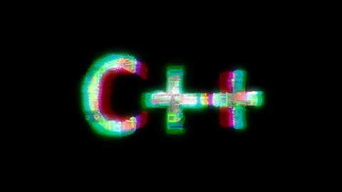 Cybernetic text C++ with massive chromatic aberrance distortion Stock Illustration