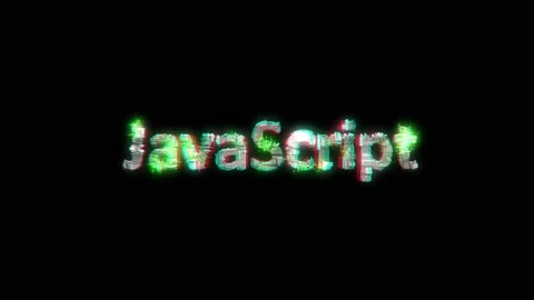 Cybernetic text JavaScript with chromatic aberrations and glitch effects Stock Footage 224874497