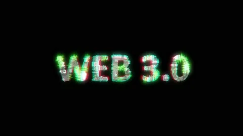 Cybernetic text WEB 3 0 with chromatic aberrations and glitch effects Stock Footage 219477354