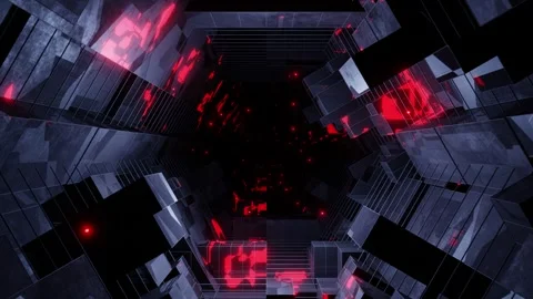 Cybernetic Tunnel in Motion Techno Loop Animated Background Stock Footage 314059349