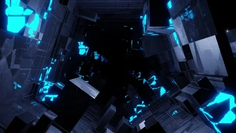 Cybernetic Tunnel in Motion Techno Loop Animated Background Stock Footage 314059353
