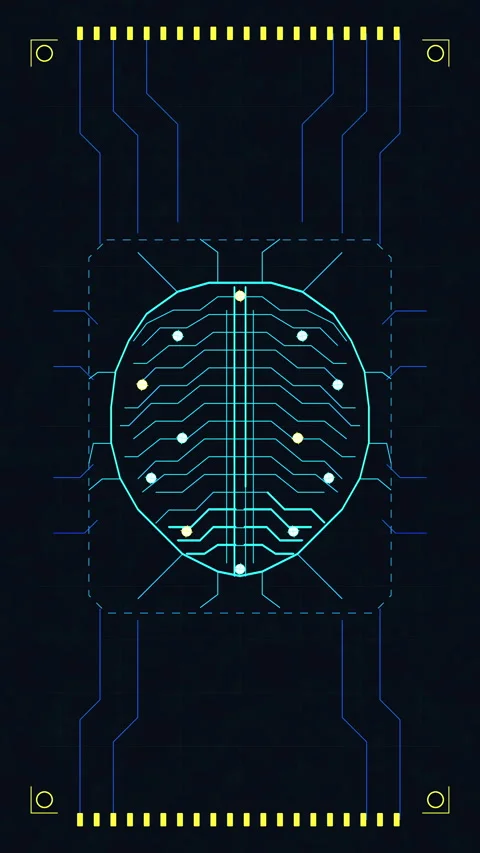 Cybernetic turtle animation loop with glowing circuits and futuristic HUD Stock Footage 346644180