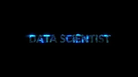 Cybernetical electrical light shining text DATA SCIENTIST in glitch style Illustrazione stock