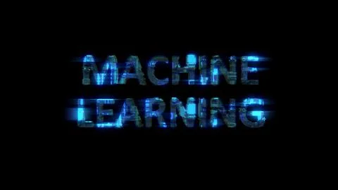 Cybernetical electrical light shining text MACHINE LEARNING in glitch style 스톡 일러스트