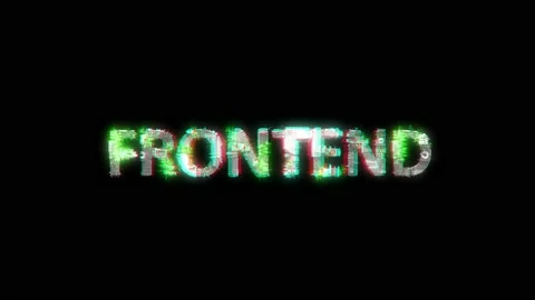 Cybernetical text FRONTEND with chromatic aberrance and glitch effects Stock Footage 228438100