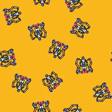Cybernetics cyberpunk vector seamless pattern Illustrazione stock