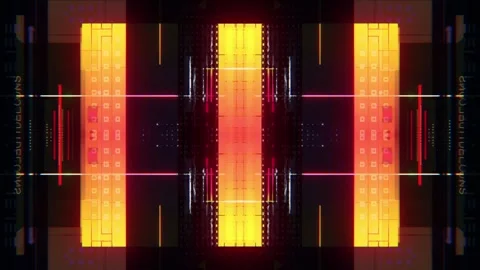 Cyberpunk Abstract Glitch Loop with Hi-Tech Neon Geometric Futuristic Motion Stock Footage 315415844