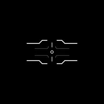 Cyberpunk aim, tech style square target, HUD sight Stock Illustration