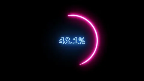 Cyberpunk Blue Neon Loading Ring Animation Percentage Counter from 0% to 100% 動画素材 328117054