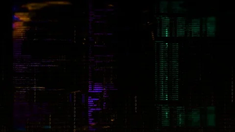 Cyberpunk Cinematic Glitch Source Code HUD Stock Footage 99603472