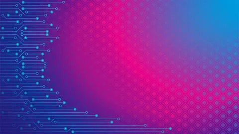 Cyberpunk Circuit Board Background Design Template. Abstract Technology Vec.. Illustrazione stock
